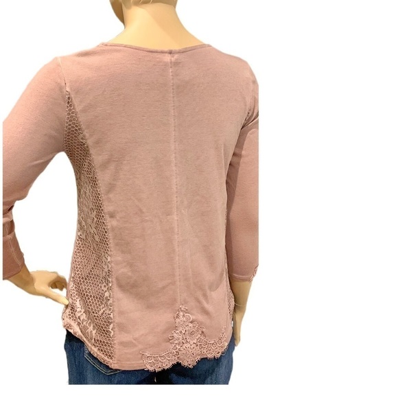 Renaissance Style Top Sz XL Festival Blush Nude Color Crocheted Long Sleeves NEW - Picture 2 of 14